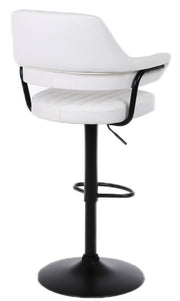 2 X PLUSH WHITE BAR STOOLS, GAS LIFT, BREAKFAST KITCHEN BAR PADDED ARMS & BACK