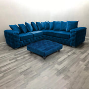 Large Square Footstool Coffee Table Upholstery Fabric Footstools Matching Button