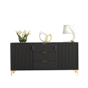 TV Unit Sideboard TV Stand Cabinet Cupboard Storage Unit Black Loft Retro 140cm