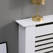 Kensington Radiator Cover Modern Traditional Horizontal Slat Cabinet MDF White