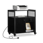 Black Office Filing Cabinet Mobile Printer Stand File Storage Drawer Wheels