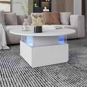 LED Coffee Table with 2 Drawers Cocktail Sofa Center Table for Living Room