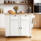 Kitchen Island with Side Storage Rack, Mobile Kitchen Trolley Cart with Slrewgpx