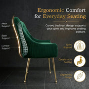 Dining Chairs Set of 2 Upholstered Tufted Velvet Kitchen Chairs Gold Legs Modern