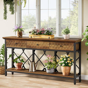 70.87'' Console Table with 3 Drawer Industrial Narrow Entryway Table for Hallway