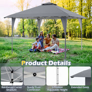 Outdoor Easy Setup Gazebo 395 x 395 cm Pop up Canopy Tent-Grey
