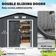 13 x 11ft Garden Shed Storage with Foundation Kit and Vents, Grey