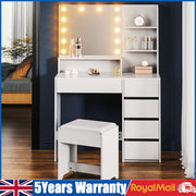 Dressing Table With 5 Drawers LED Mirror Set Makeup Desk Vanity Table Leonbjeptc