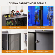 Display Cabinet with 3 Color LED Lights & Adjustable Shelves for Collectibles