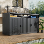 Triple Wheelie Bin Storage Metal Store Cover Garden Rubbish Dustbin 3 Shed House