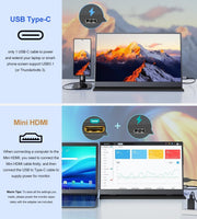 15.6'' Portable Monitor - 1080P HDR Travel Screen with Smart Cover & Speakers