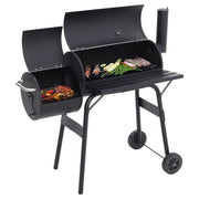 Large Charcoal Barrel BBQ Grill Garden Barbecue Patio Smoker Portable Wheels