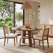 47.24'' Round Dining Table Farmhouse Wooden Kitchen Table with Storage for 4-6