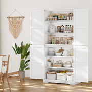 Pantry Cupboard, 180 cm Tall Kitchen Storage Cabinet with 4 Wooden Doors