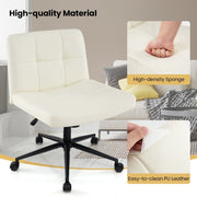Criss Cross Chair PU Leather Upholstered Cross-legged Office Chair