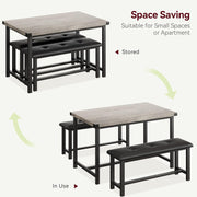 Kitchen Dining Table Set 3 Piece with 2 Upholstered Benches Space Saving Design