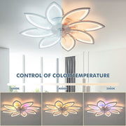 RGB LED Ceiling Fan Light Dimmable Chandelier Living Room Lamp W/ Remote Control