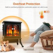 Electric Fireplace Log Burning Flame Effect Stove Fire Heater Black 750/2000W UK