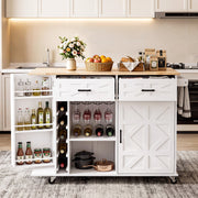 Kitchen Island with Side Storage Rack Mobile Kitchen Trolley Cart w/ Cabinet UK