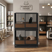 Movable Metal Tube Cat Cage Stackable Crate Kennel Indoor for Cat Boarding Shops