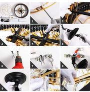 Gold Modern 5-Tier Round Crystal Chandeliers Black, Large, E14*12Light Modern