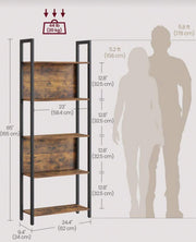 Rustic Wood Bookcase Bookshelf 5 Tier Industrial Storage Display Shelving