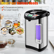 5L Instant Hot Water Dispenser with 5 Temp Settings & 24H Timer, Stainless Steel