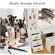 Dressing Table With Drawers Mirror Stool Set Makeup Desk Vanity Table Bedroom