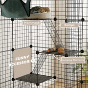 Large Cat Cage, Indoor Cat Enclosure, Four-Tier Cat Playpen with Hammock, Ramps