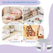 Kids Activity Table and Chair Set with 4 Fabric Drawers-Grey