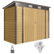 8 x 4FT Metal Garden Storage Shed with Double Doors, Oak