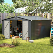 426cm x 300cm Outdoor Storage Shed Large Garden Tool House-Dark Gray