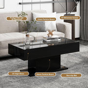 High Gloss LED Coffee Table Cocktail Center Table Modern Living Room Rectangle