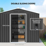 8 x 6ft Metal Garden Storage Shed with Double Door, Dark Grey