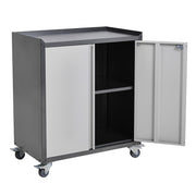 2 Door Metal Storage Cabinet Cupboard Lockable Mobile Office Filing Garage UK