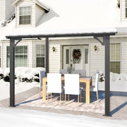 3 x 3m Wall Mounted Pergola Outdoor Aluminium Gazebo Patio Lean to Awning Deck