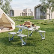 Lightweight Folding Picnic Table Set with 4 Chairs Self-Packing Easy Storage