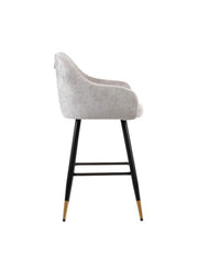 Zurich Modern Velvet Padded Bar Stool Chair with Black Metal Legs