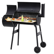 Large Charcoal Barrel BBQ Grill Garden Barbecue Patio Smoker Portable Wheels