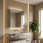 Bathroom Mirror Cabinet 600×700mm with LED Light Demister Shaver Socket Dimmable