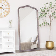 Large Arched Washed Wooden Framed Leaner Mirror - 78cm x 158cm