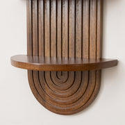 Dark Wood 2 Tier Arched Fluted Wall Shelf