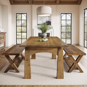 43.3-Inch Solid Wood Dining Bench with X-Shaped Legs & Storage Shelf for Kitchen