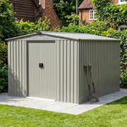 10 x 8FT Garden Shed Metal Apex Roof Outdoor Storage House With Free Foundation