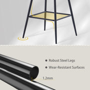 Set of 2 Bar Stools Velvet/PU Metal Legs Breakfast Stools Armrest Padded Chairs