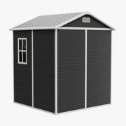 8x6 6x6 5x3 Plastic Garden Shed with Floor Window Lockable Door Wood Grain Grey