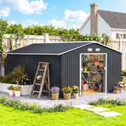 13 x 11ft Garden Shed Storage with Foundation Kit and Vents, Grey
