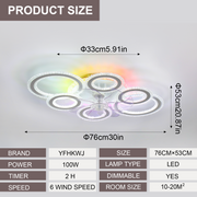 Smart Ceiling Fan with Lights Reversible Dimmable LED Ceiling Light Fan & Remote