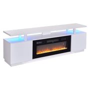 Living Room TV Stand Unit Cabinet with Electric Fireplace 12 Colour LED Lights