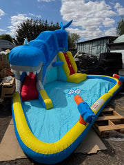 H2OGO! Whale Inflatable Kids Water Park Slide Splash Pad Climb Wall Blower